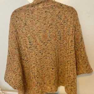 Neutral Tan Multicolor Cropped Shawl